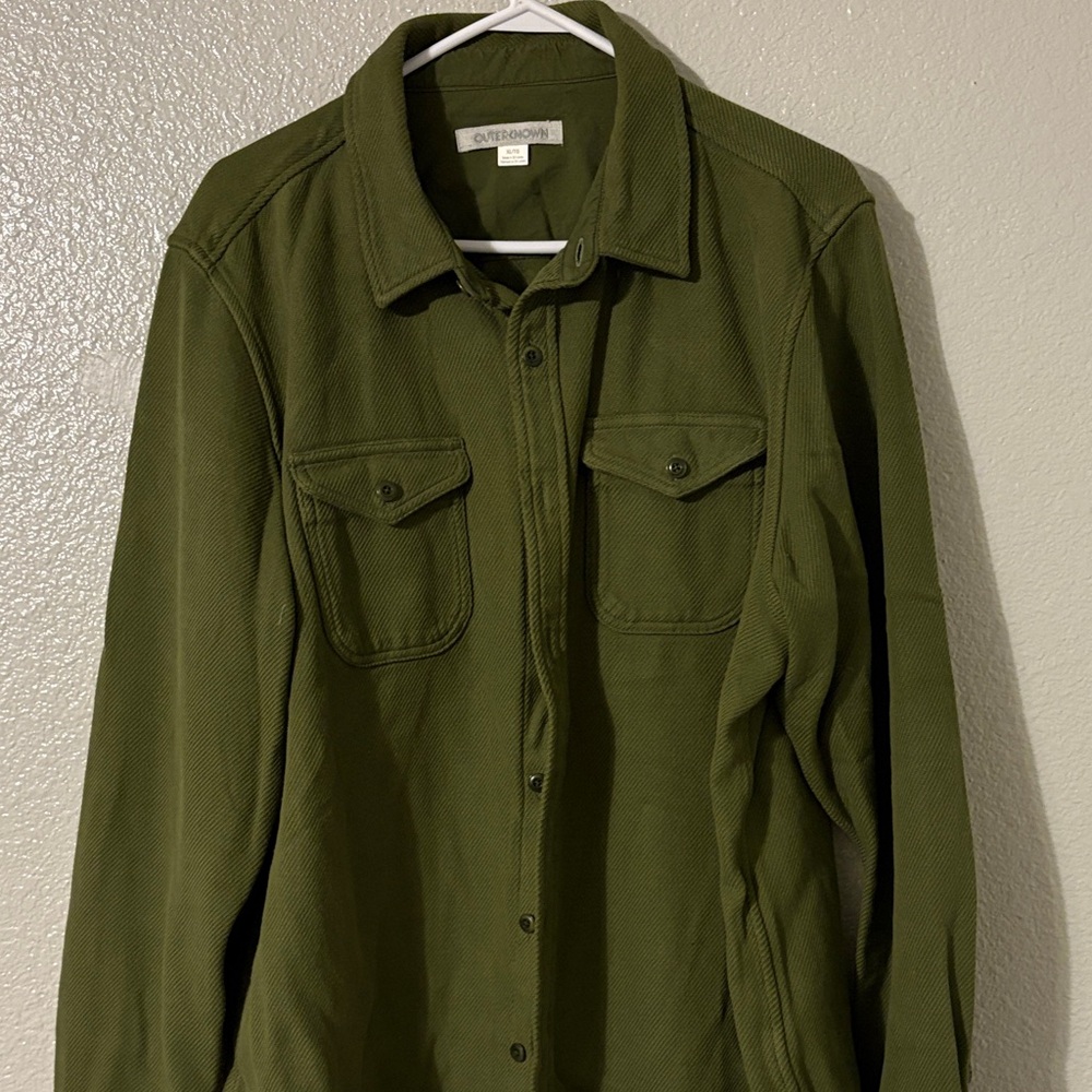 Outerknown Forest Green Casual Button-Down Shirt